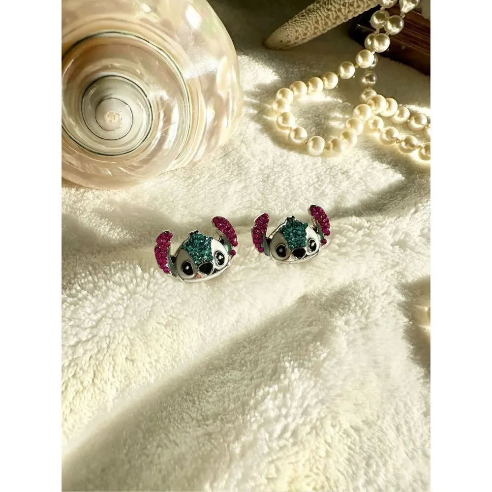 Disney’s Lilo & stitch - blue and pink rhinestone stitch, stud earrings 